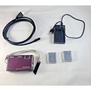 Nikon COOLPIX S60 Digital Camera - Burgundy w/Batteries and Charger